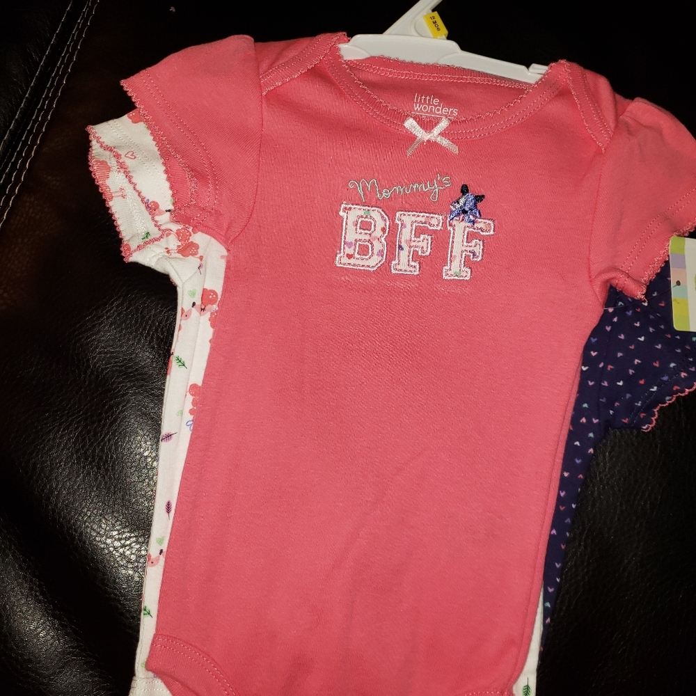 Little wonders 3 girls bodysuits size 12 months